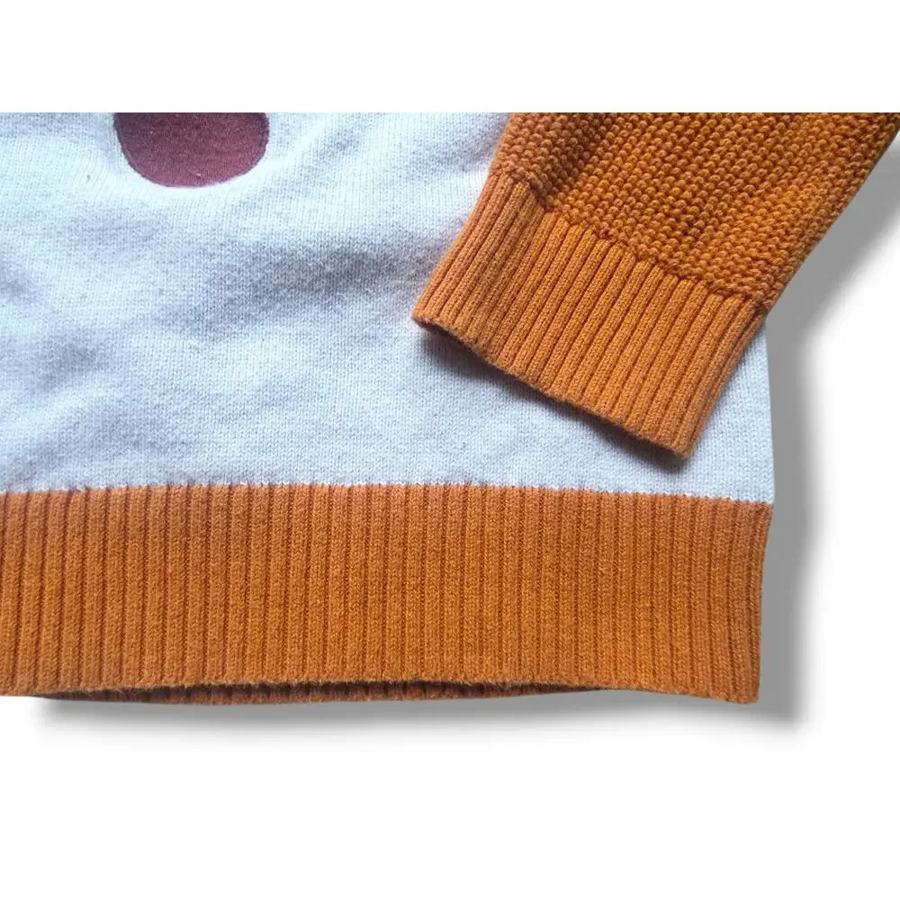 Cat & Jack Toddler 3T Boys Fox Face Textured Knit Sweater Pullover Burnt Orange